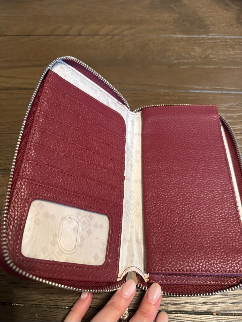 Textured Zip Wristlet Wallet in Raspberry Red - Picture 4 of 4